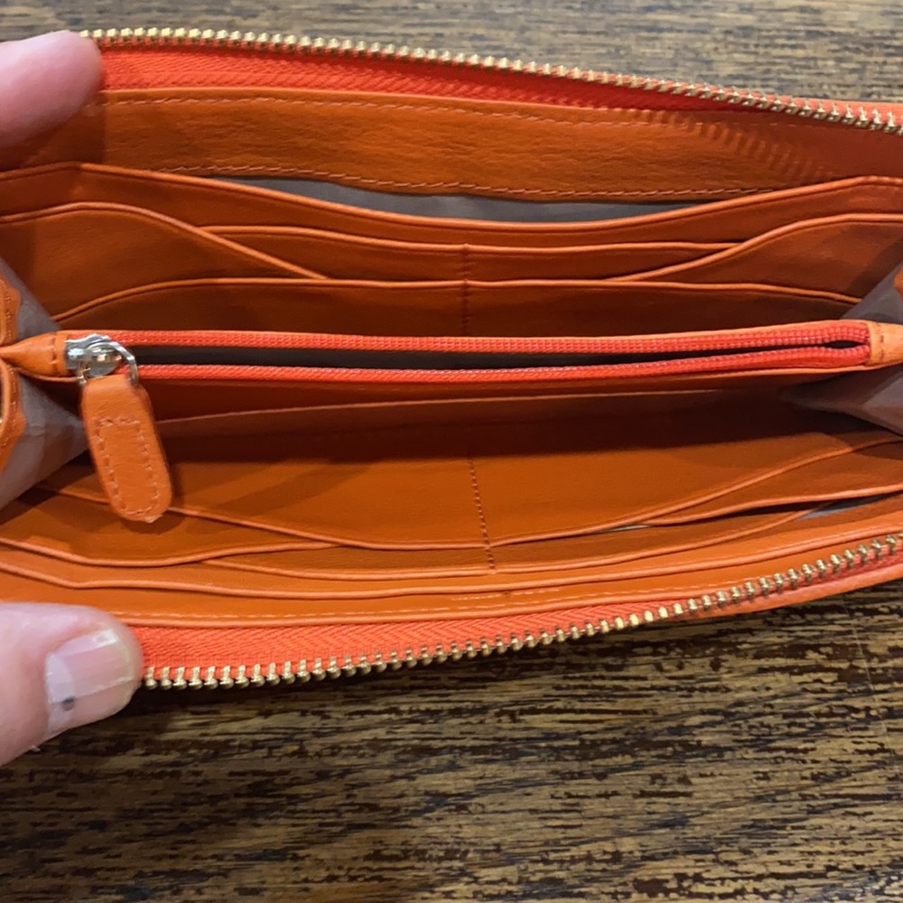 Cole Haan Heritage Weave  Orange Leather Wallet - Picture 10 of 16